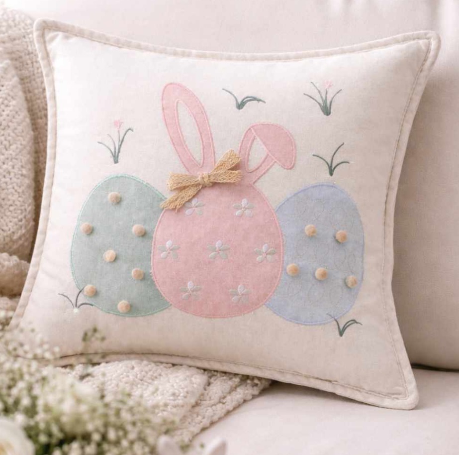Cuscino arredo in cotone con ovetti - Linea Pom Pom - 2 varianti - 45x45 cm - Clodette
